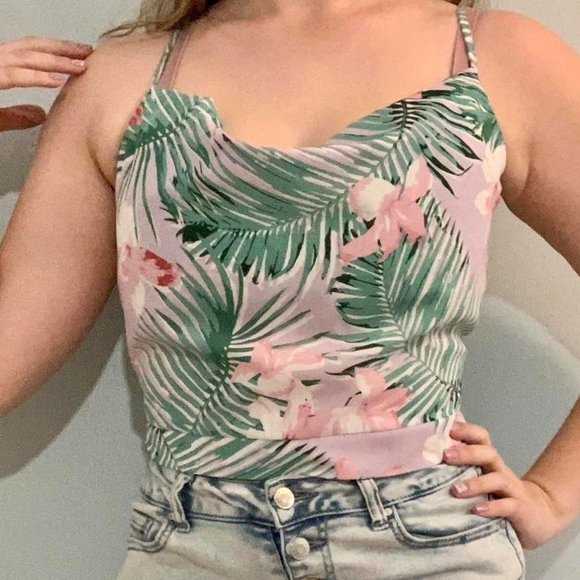 Tropical Purple Tank Crop top - Picture 1 of 3